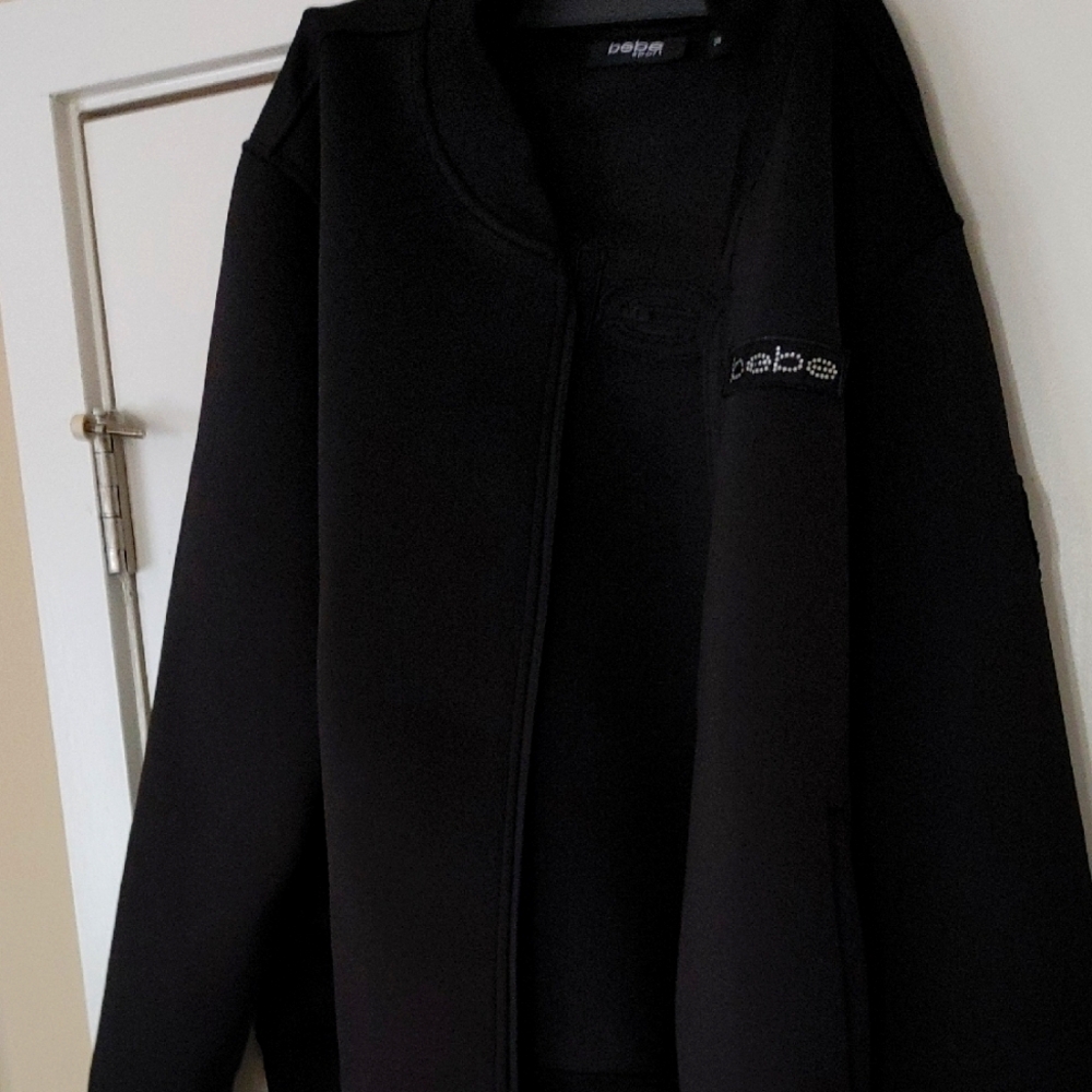 Bebe. Scuba Black Jacket with Silver Logo